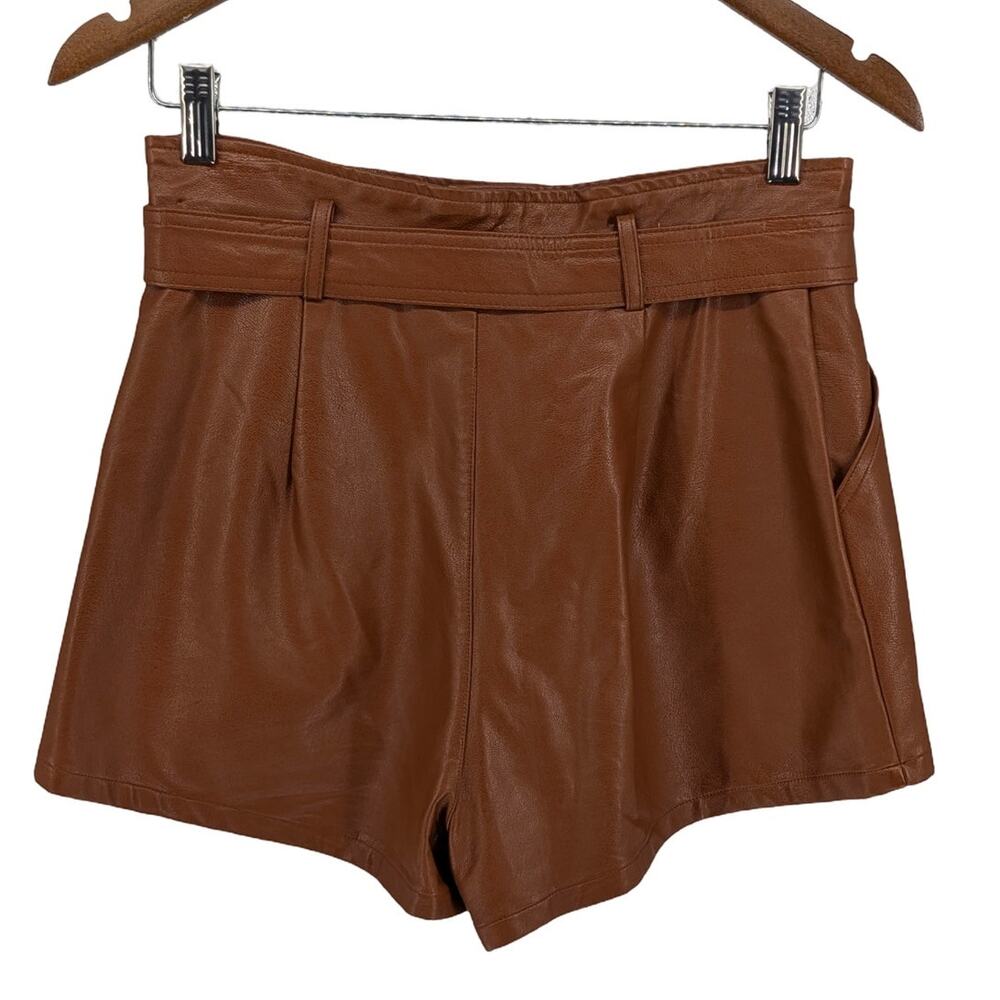 Altar'd State Womens Small Brown Faux Leather High Rise Belted Shorts - Picture 3 of 7